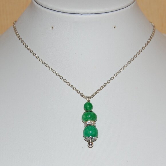 Jade Necklace,Green Jade Beads Pendant Necklace,Jade Charm Necklace - Picture 1 of 3